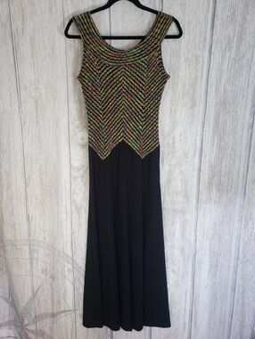 Sagaie Paris evening dress Colorful Form Fitting Texured Top  Vtg 80s 90s Size 2